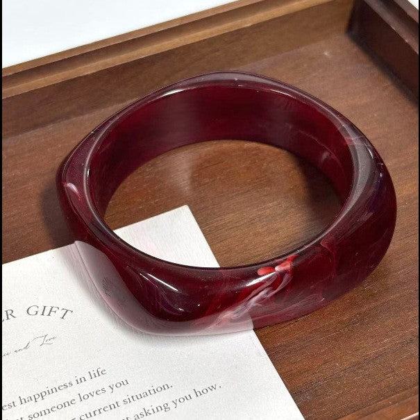 Classy Marbled Geometric Resin Bangle Set