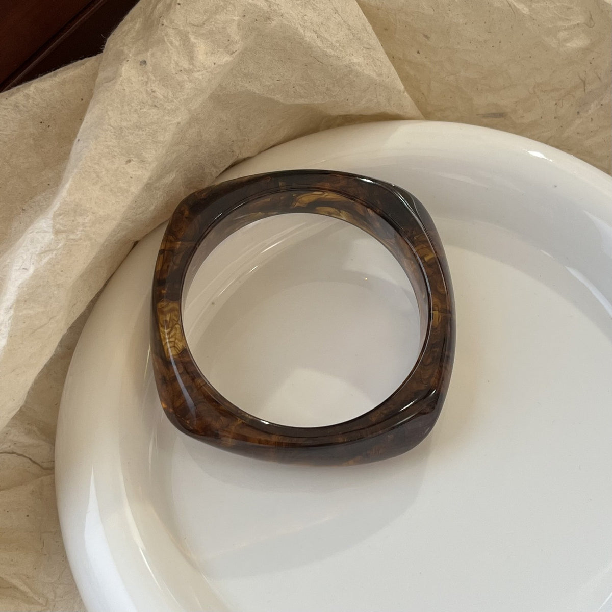 Classy Marbled Geometric Resin Bangle Set