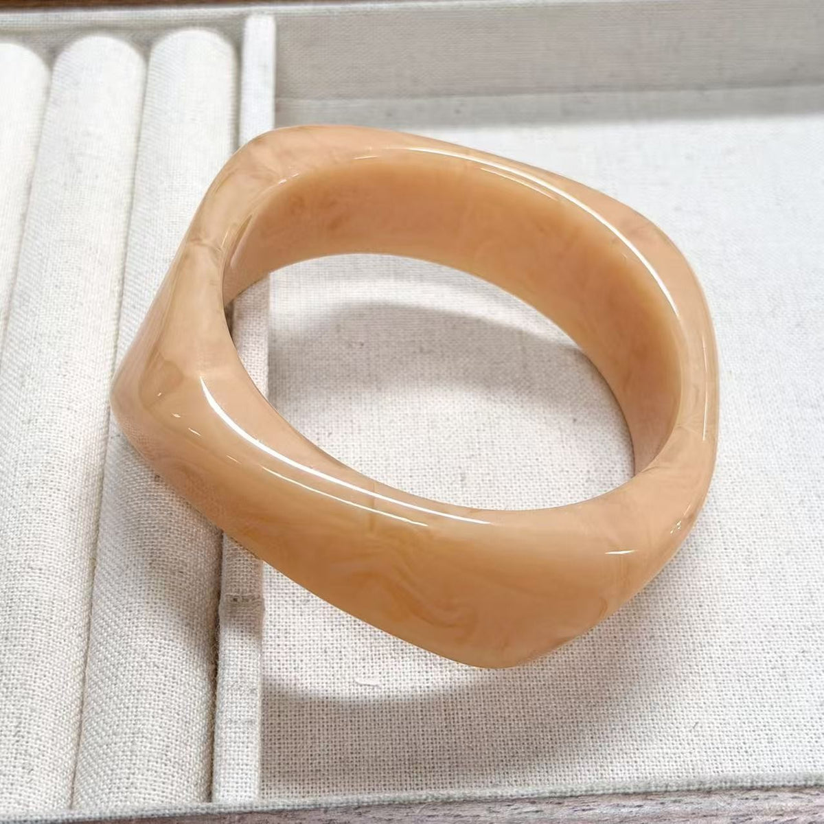 Classy Marbled Geometric Resin Bangle Set