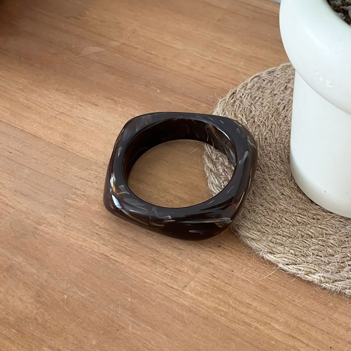 Classy Marbled Geometric Resin Bangle Set