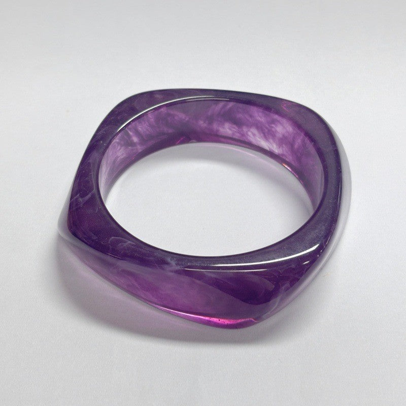 Classy Marbled Geometric Resin Bangle Set