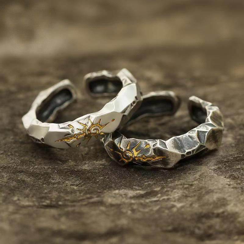 2pc Boho Textured Sun Ring Set