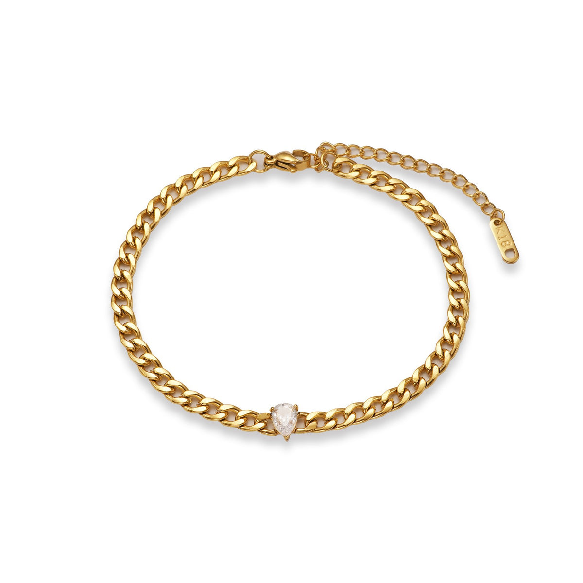 Dainty CZ Curb Chain Bracelet Anklet Set
