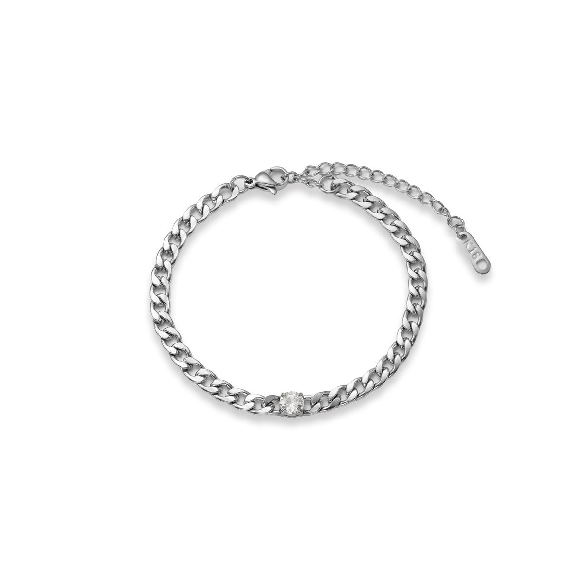 Dainty CZ Curb Chain Bracelet Anklet Set