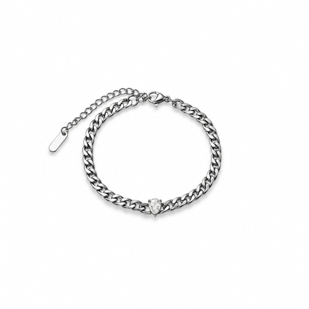 Dainty CZ Curb Chain Bracelet Anklet Set