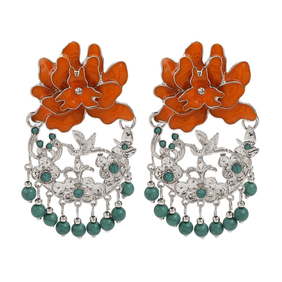 Boho Multi-Color Floral Acrylic Drop Earrings