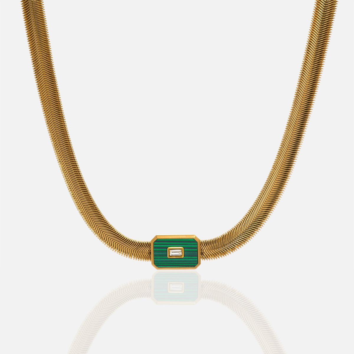 Classy Square Tag Snake Chain Necklace & Bracelet Set