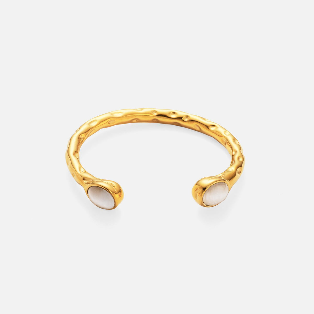 Classy Textured Stone Open Cuff Bracelet