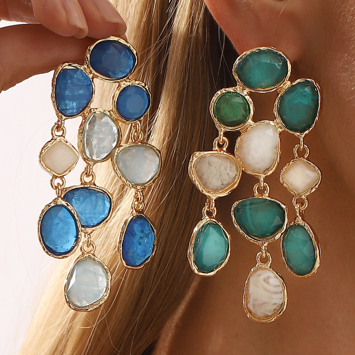 Boho Colorful Resin Cluster Drop Earrings
