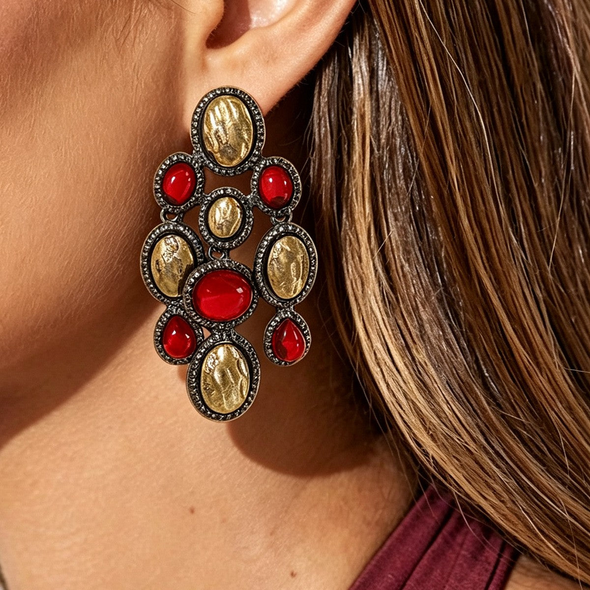 Boho Colorful Resin Cluster Drop Earrings