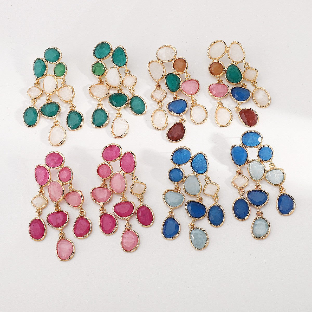 Boho Colorful Resin Cluster Drop Earrings