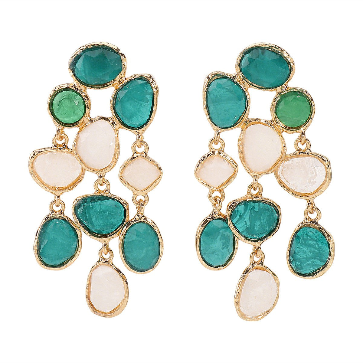 Boho Colorful Resin Cluster Drop Earrings