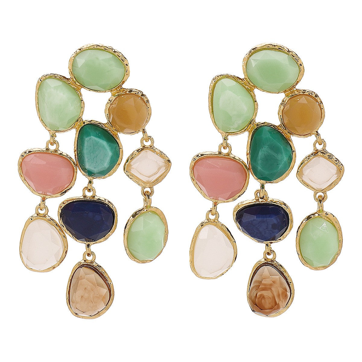 Boho Colorful Resin Cluster Drop Earrings