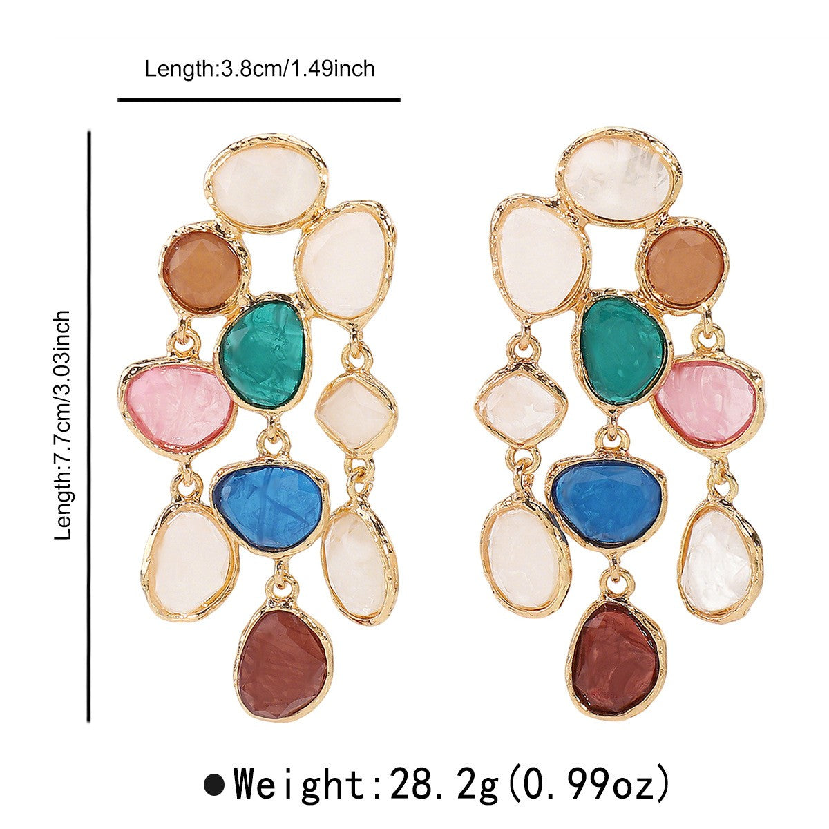 Boho Colorful Resin Cluster Drop Earrings