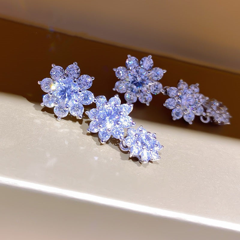 Romantic Crystal Snowflake Dangle Earrings