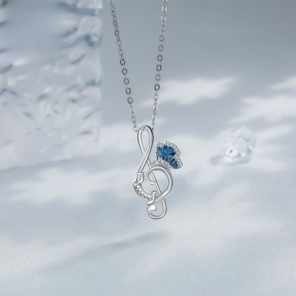 Dainty Musical Note Butterfly Necklace