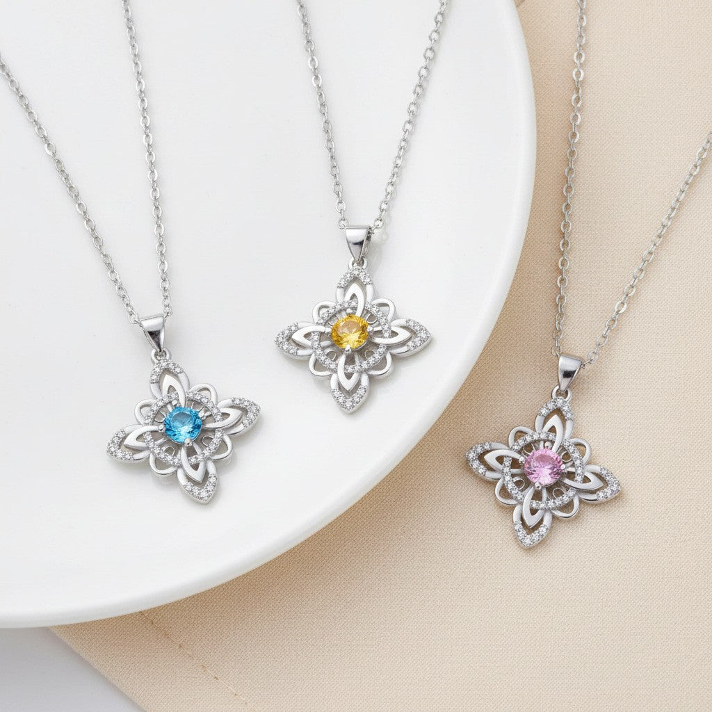 Elegant Celtic Knot Birthstone Necklace