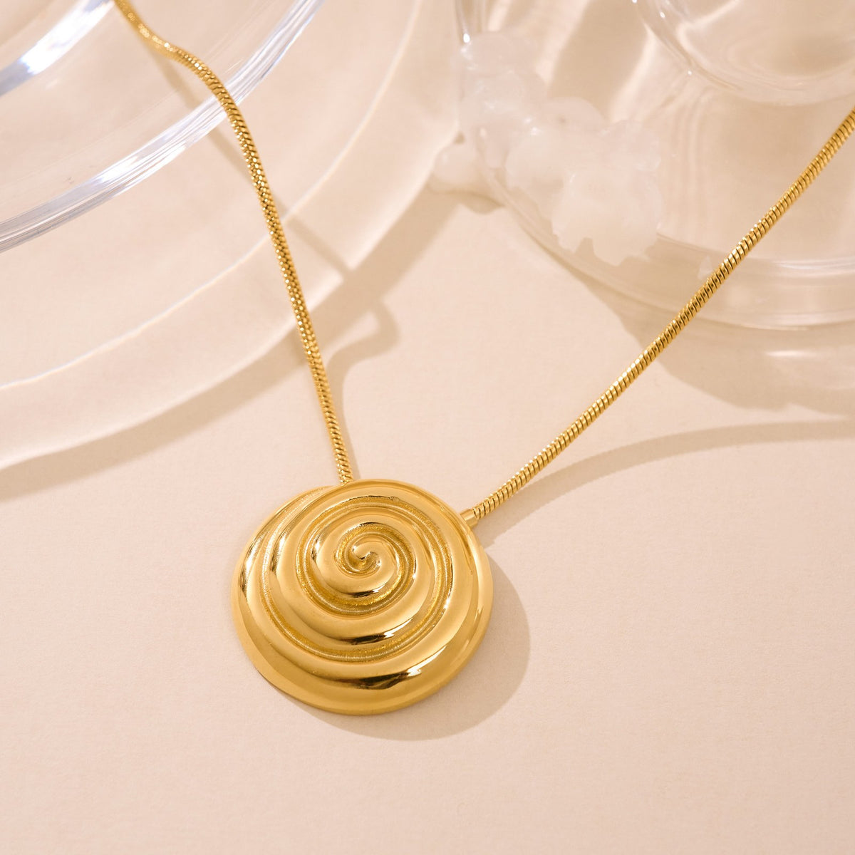 Dainty Gold Spiral Pendant Necklace