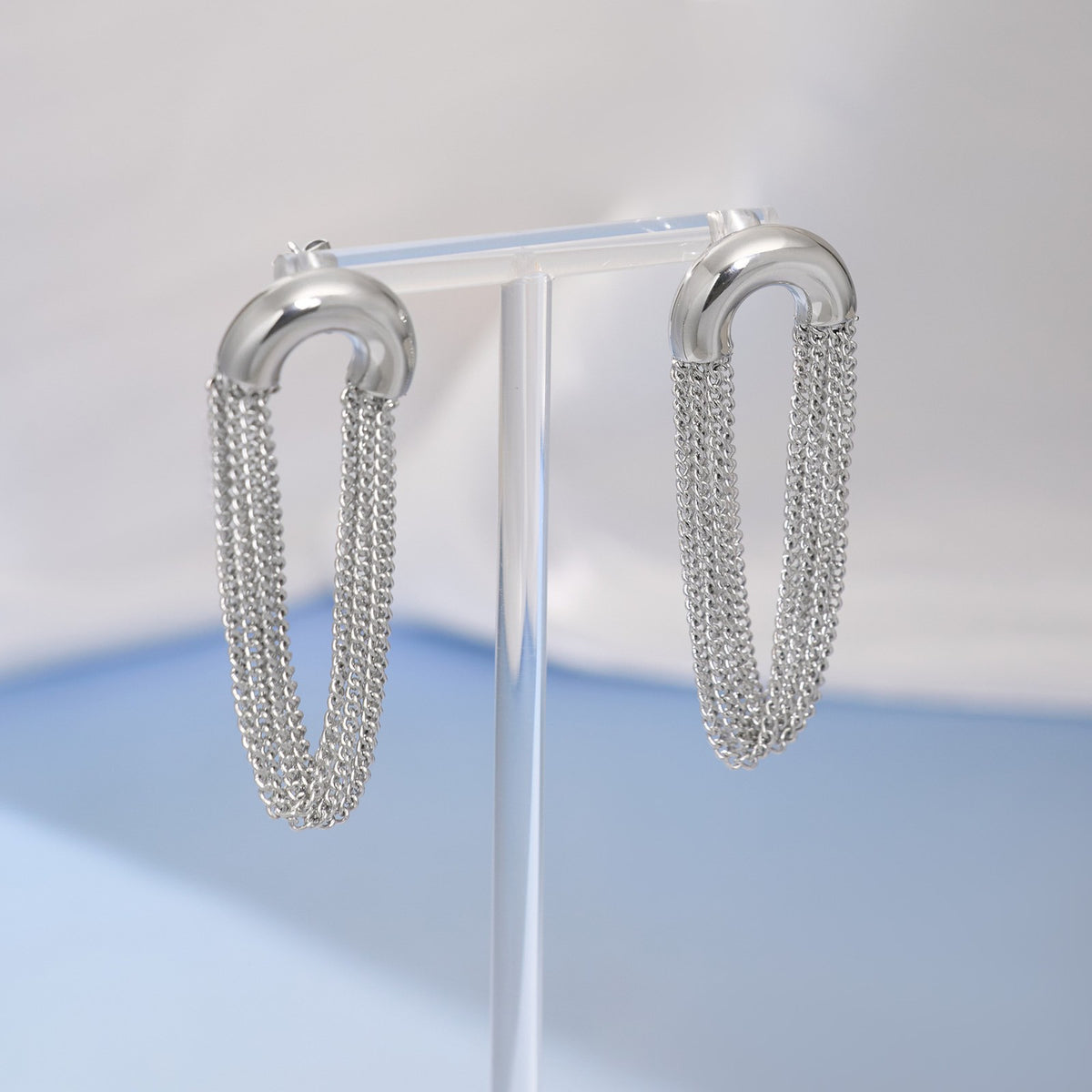 18k Classy Multi-Strand Chain Hoop Earrings