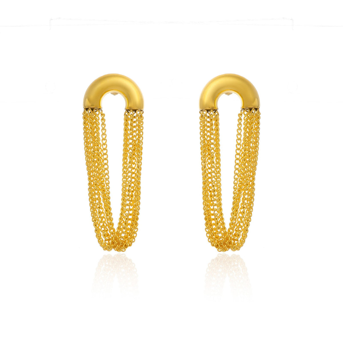 18k Classy Multi-Strand Chain Hoop Earrings