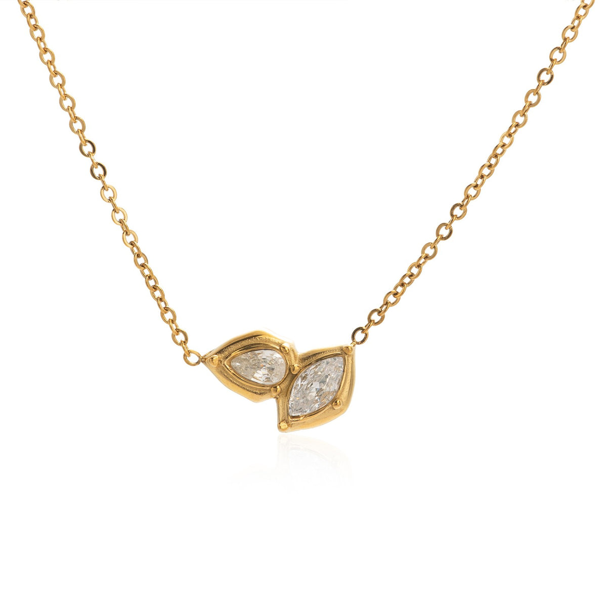 Dainty Teardrop Zirconia Cluster Necklace