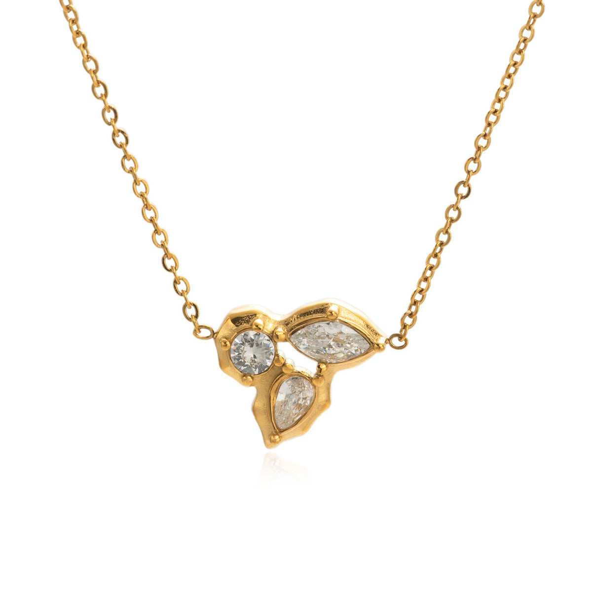 Dainty Teardrop Zirconia Cluster Necklace