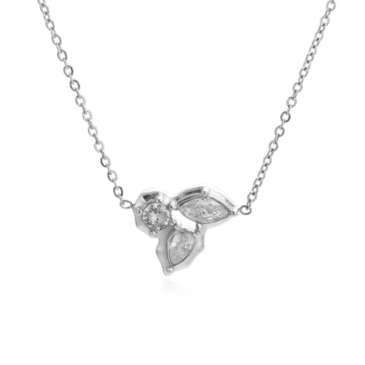 Dainty Teardrop Zirconia Cluster Necklace