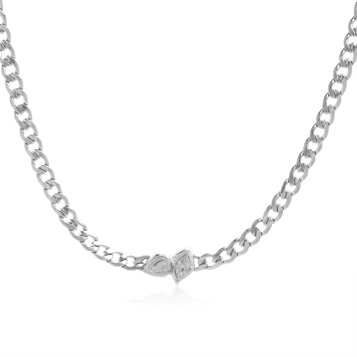 18k Classy Teardrop Curb Chain Necklace