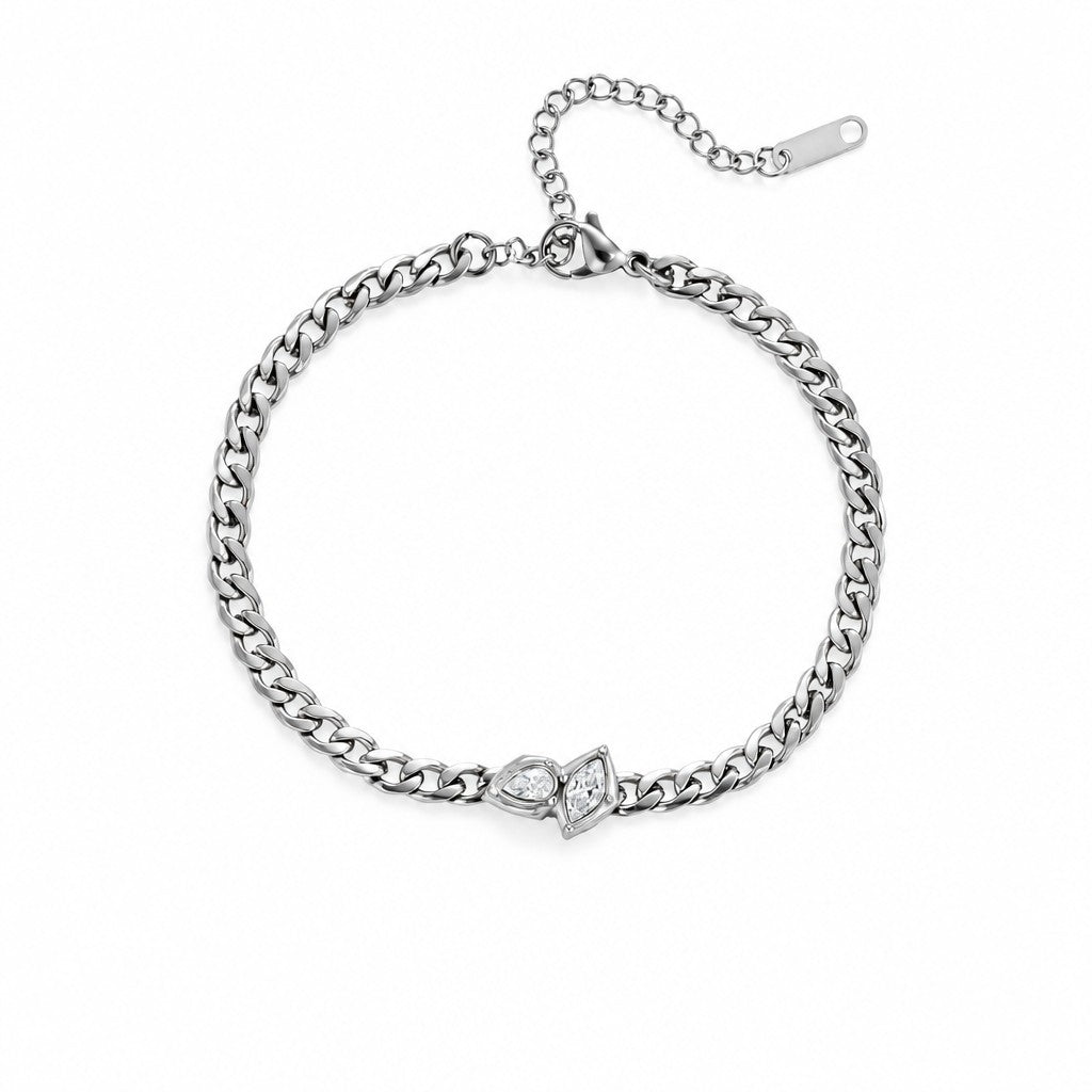 18k Classy Teardrop Curb Chain Necklace