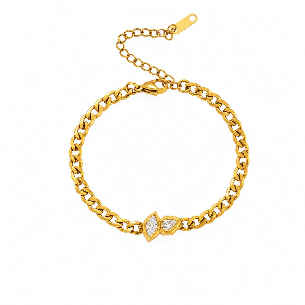 18k Classy Teardrop Curb Chain Necklace