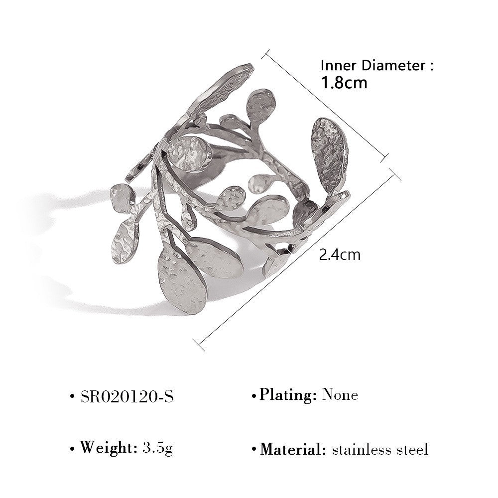 18k Dainty Rainbow Leaf Open Ring