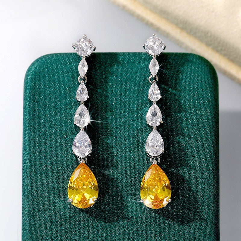 Classy Yellow Teardrop Cascade Earrings