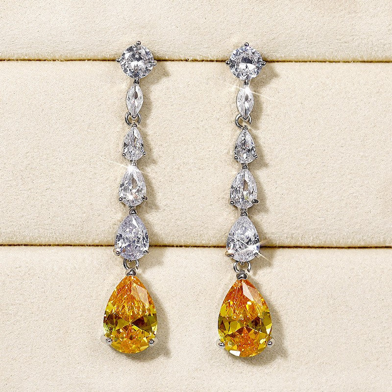 Classy Yellow Teardrop Cascade Earrings