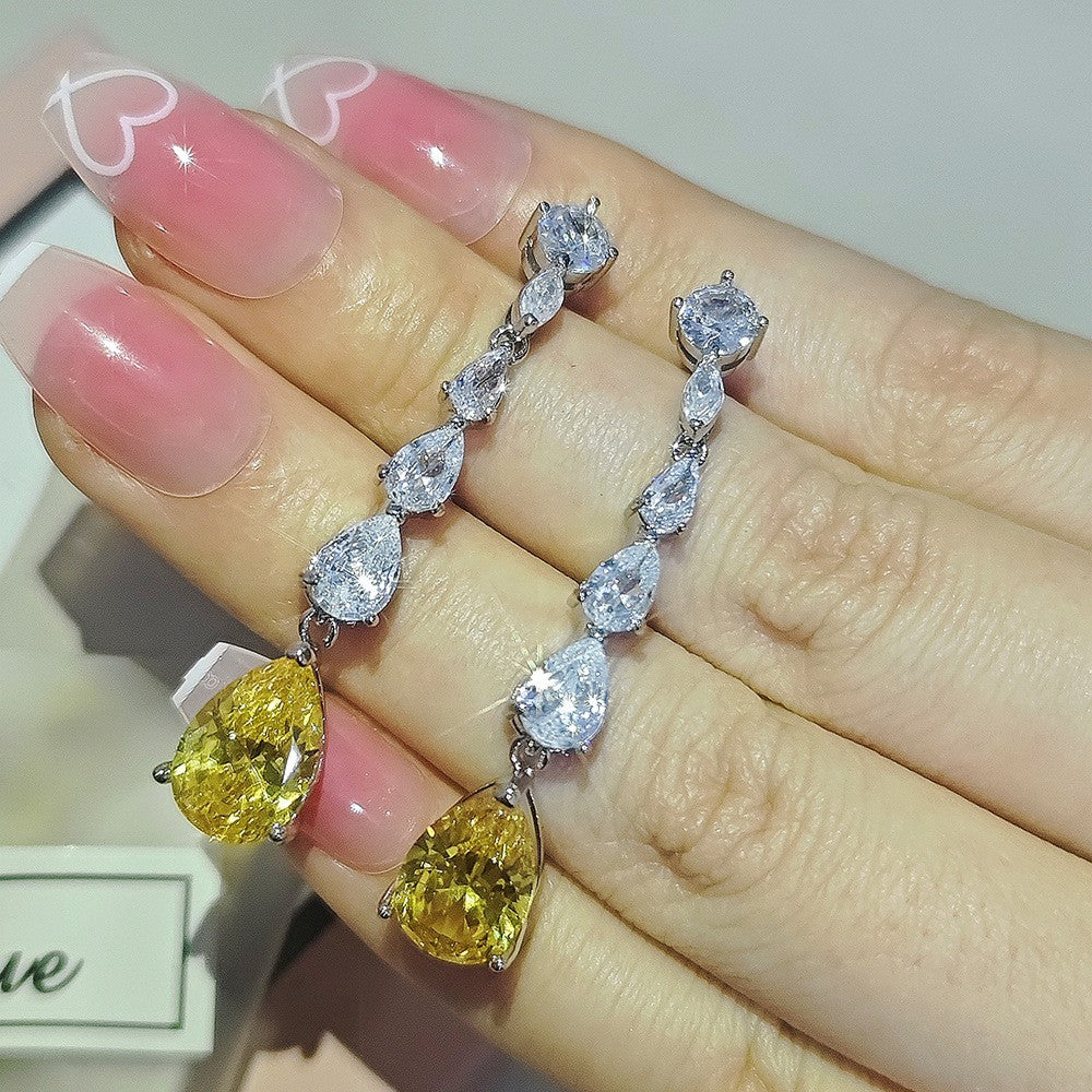 Classy Yellow Teardrop Cascade Earrings