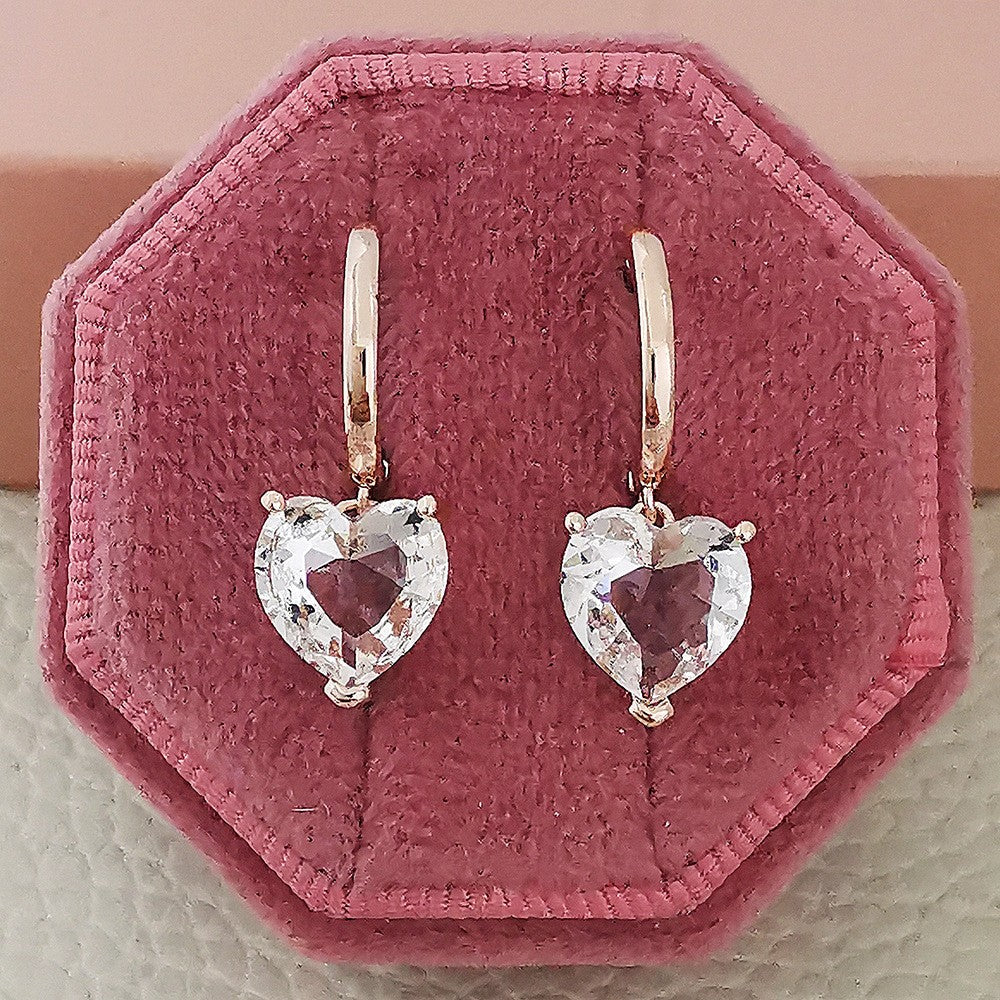 Romantic Heart Zirconia Huggie Earrings