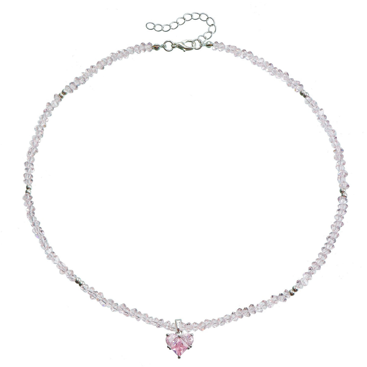 Romantic Red Beaded Heart Necklace