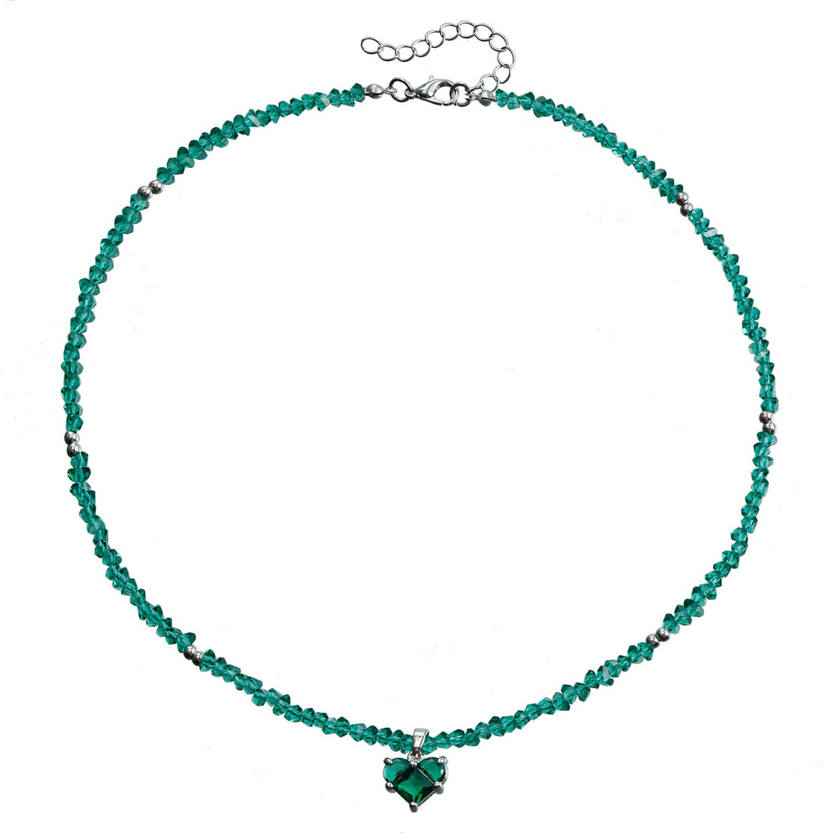 Romantic Red Beaded Heart Necklace