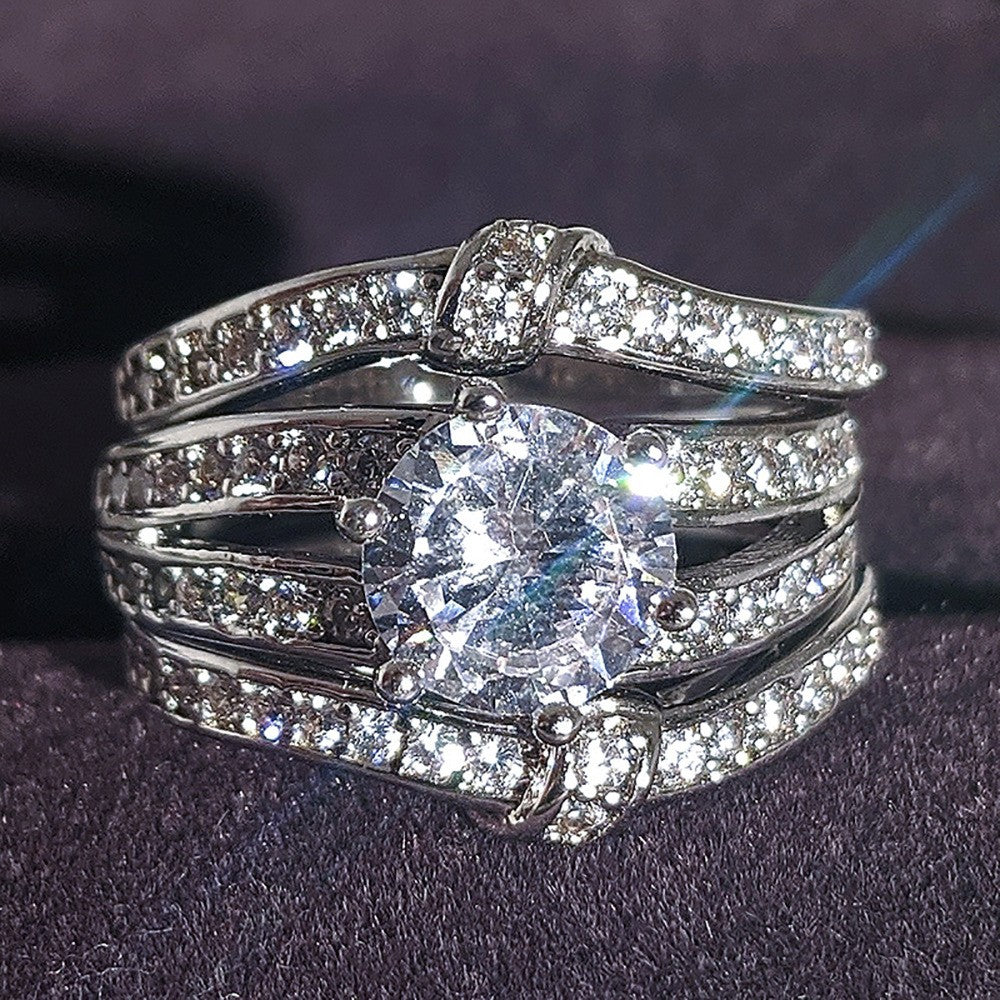 Classy Pave Zirconia 3pc Ring Set