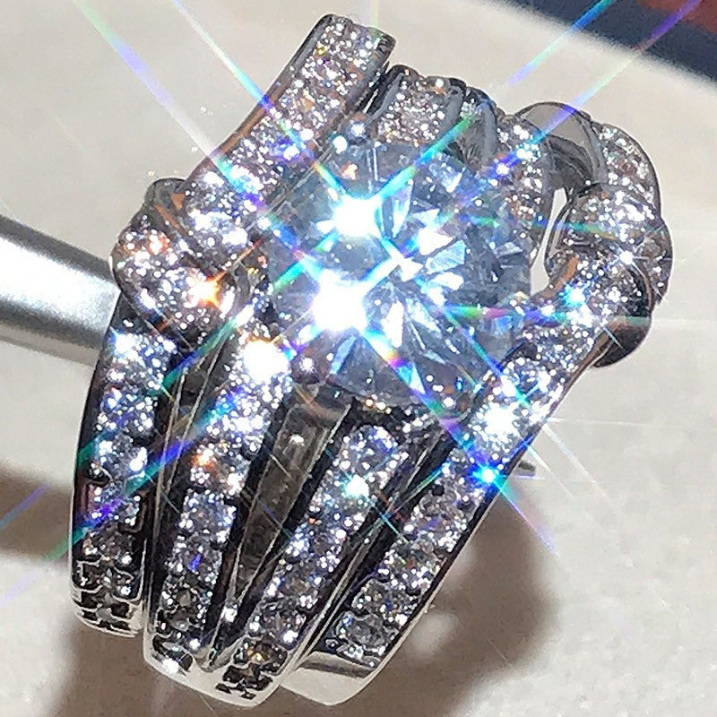 Classy Pave Zirconia 3pc Ring Set