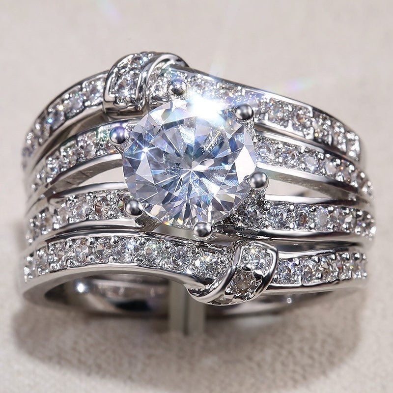 Classy Pave Zirconia 3pc Ring Set