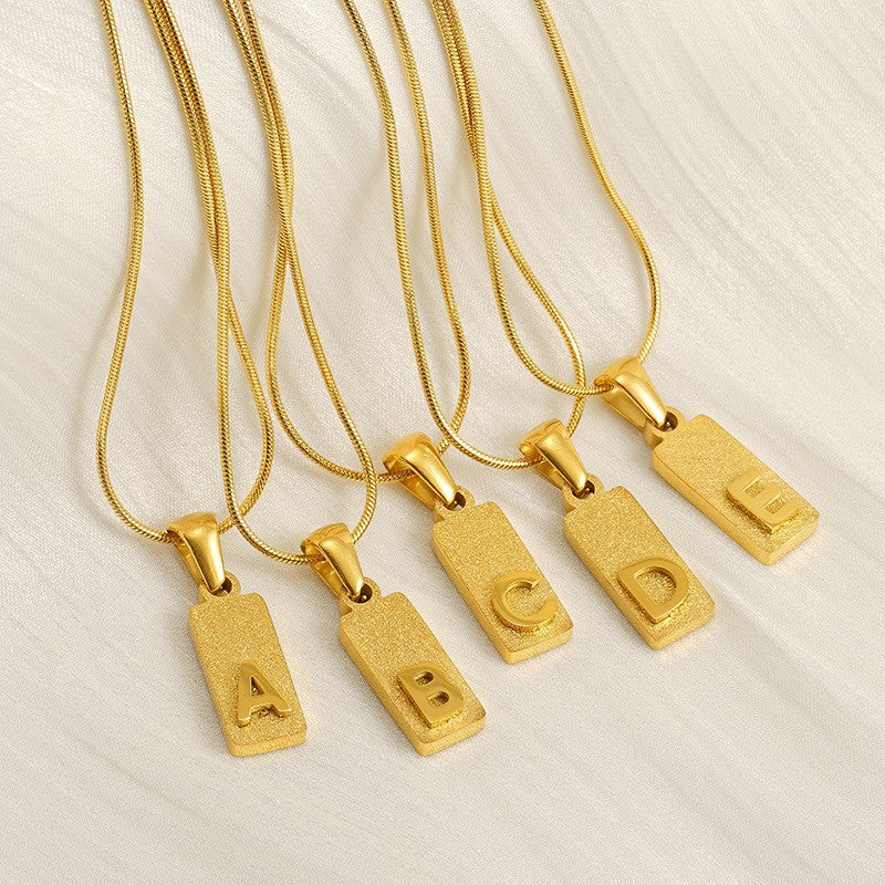 Classy Sandblasted Rectangle Initial Necklace