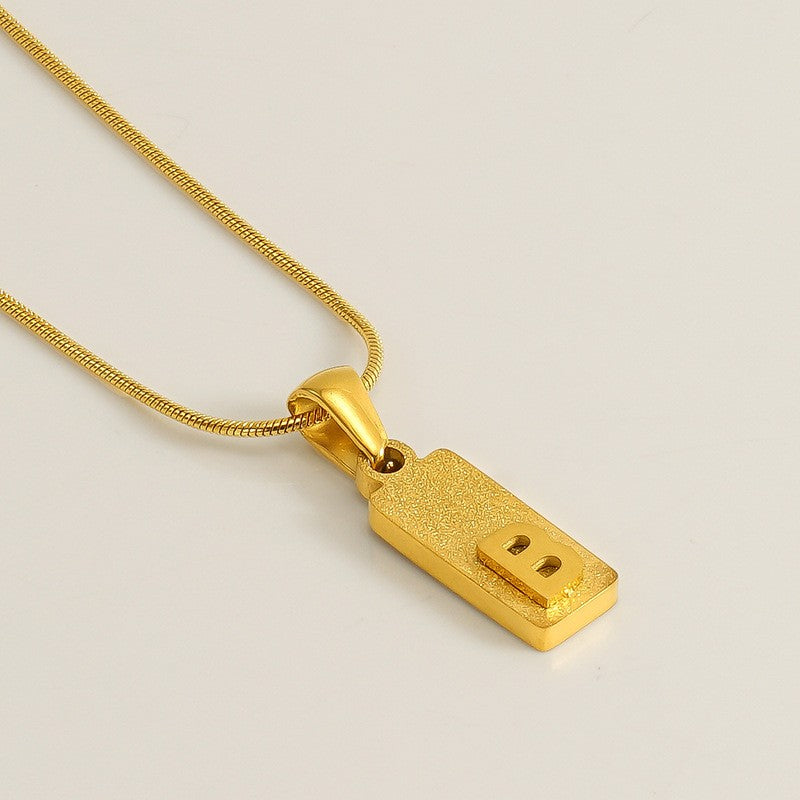 Classy Sandblasted Rectangle Initial Necklace