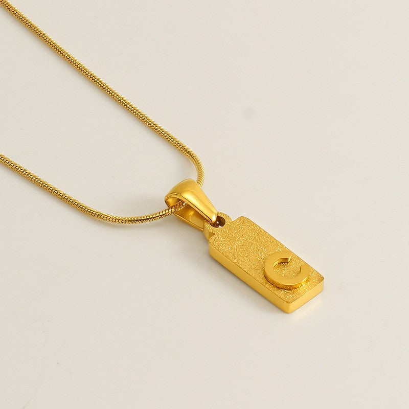 Classy Sandblasted Rectangle Initial Necklace