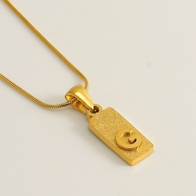 Classy Sandblasted Rectangle Initial Necklace
