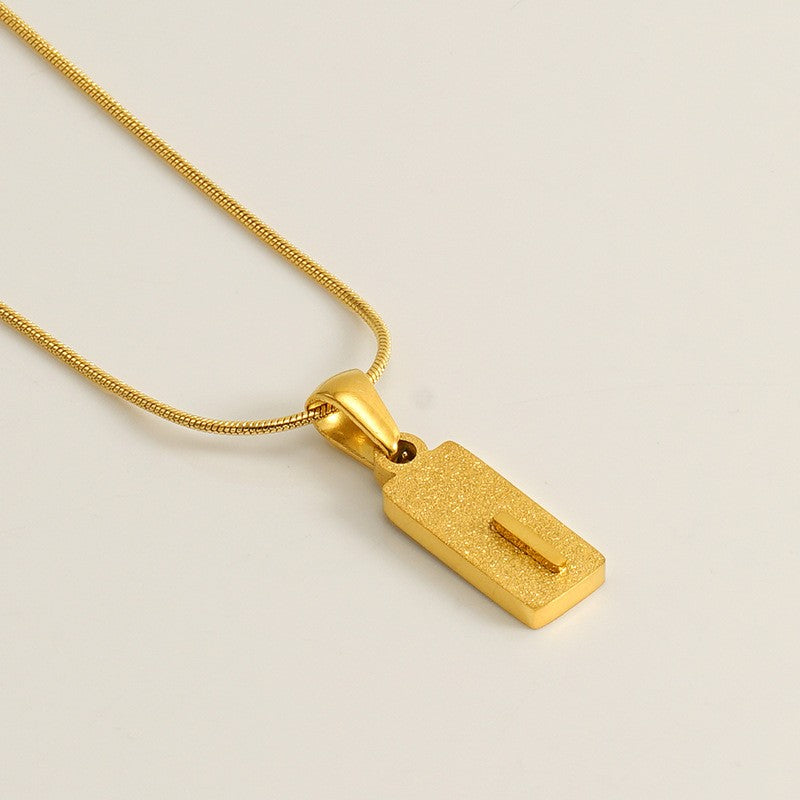 Classy Sandblasted Rectangle Initial Necklace