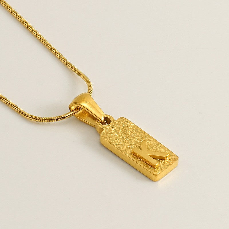 Classy Sandblasted Rectangle Initial Necklace
