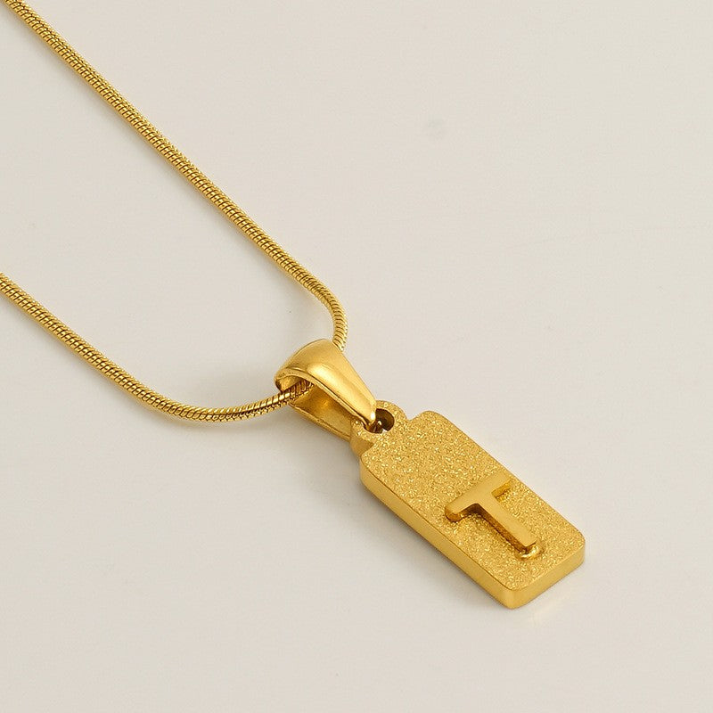 Classy Sandblasted Rectangle Initial Necklace
