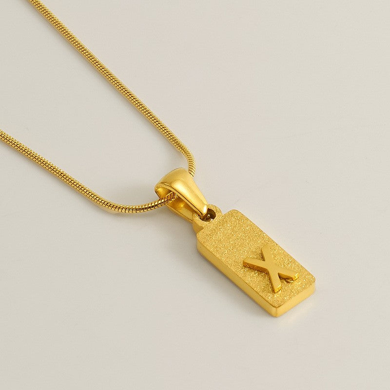 Classy Sandblasted Rectangle Initial Necklace