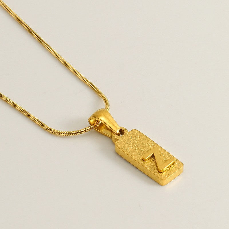 Classy Sandblasted Rectangle Initial Necklace