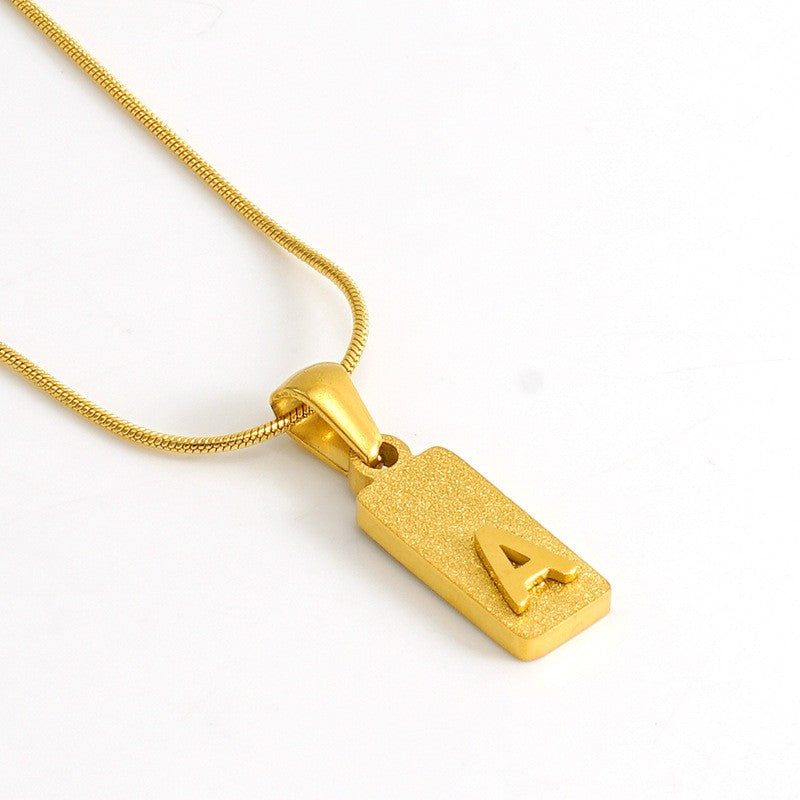 Classy Sandblasted Rectangle Initial Necklace